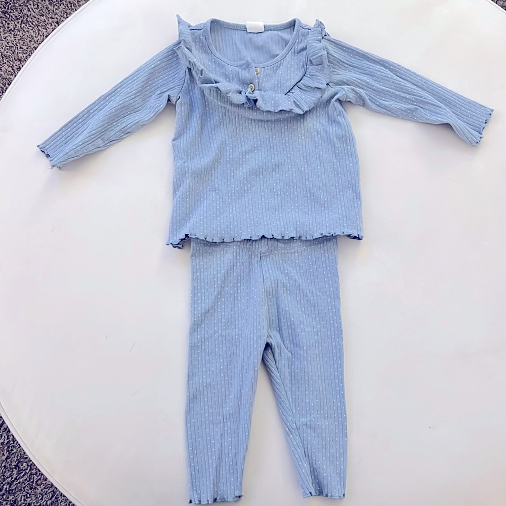 H&M 9M Blue Polka Dot Matching Set